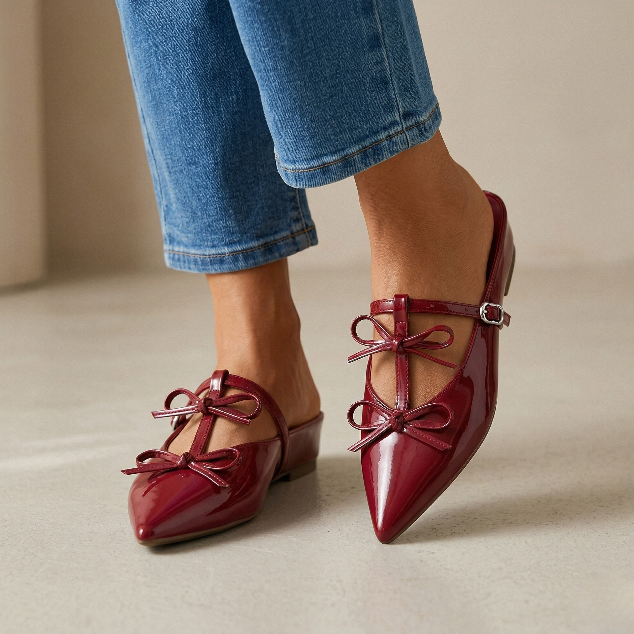Scarlet Bow Mules