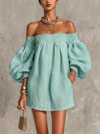 Rosaline | Off-Shoulder Puff-Sleeve Mini Dress