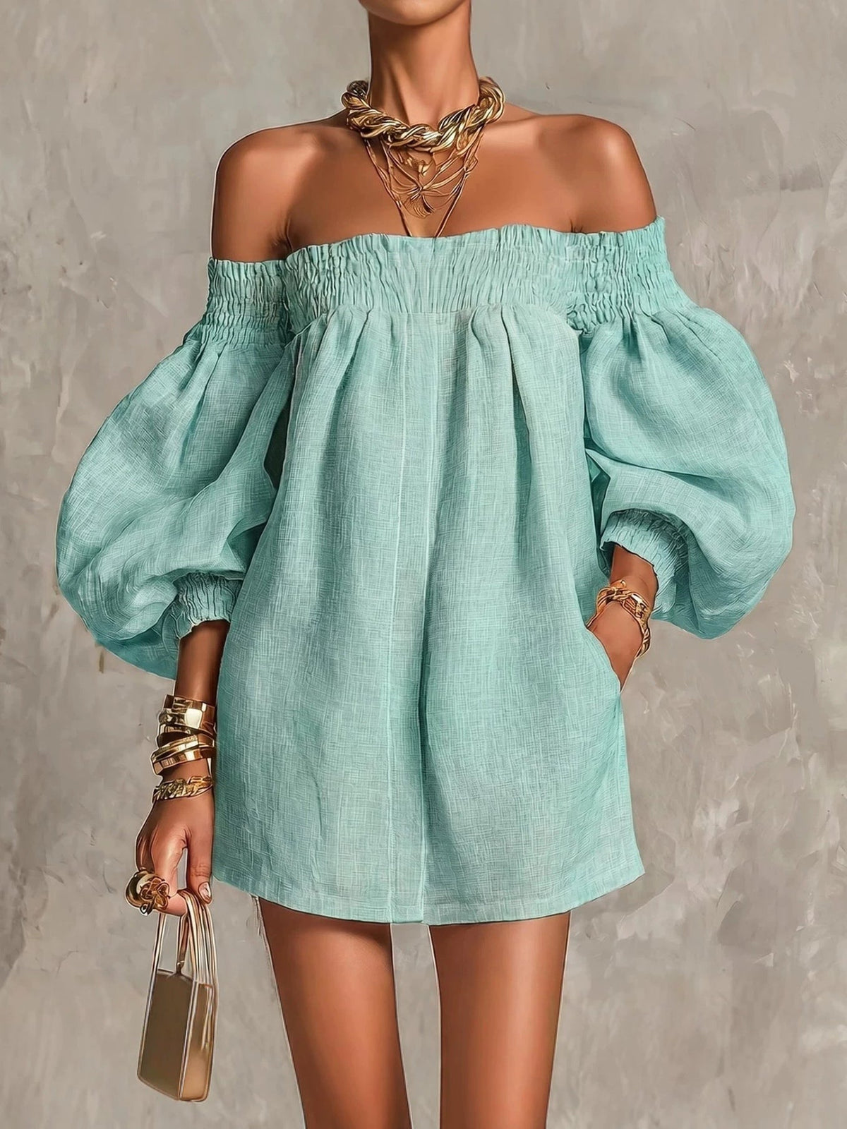 Rosaline | Off-Shoulder Puff-Sleeve Mini Dress