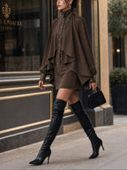 Ophelia | High-Neck Cape Mini Dress
