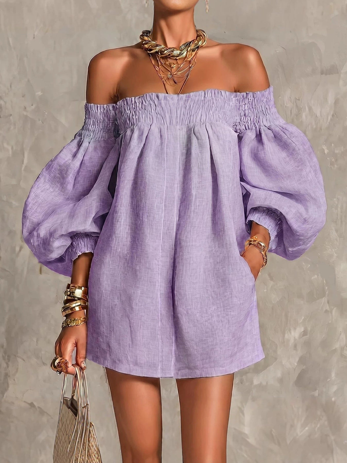 Rosaline | Off-Shoulder Puff-Sleeve Mini Dress