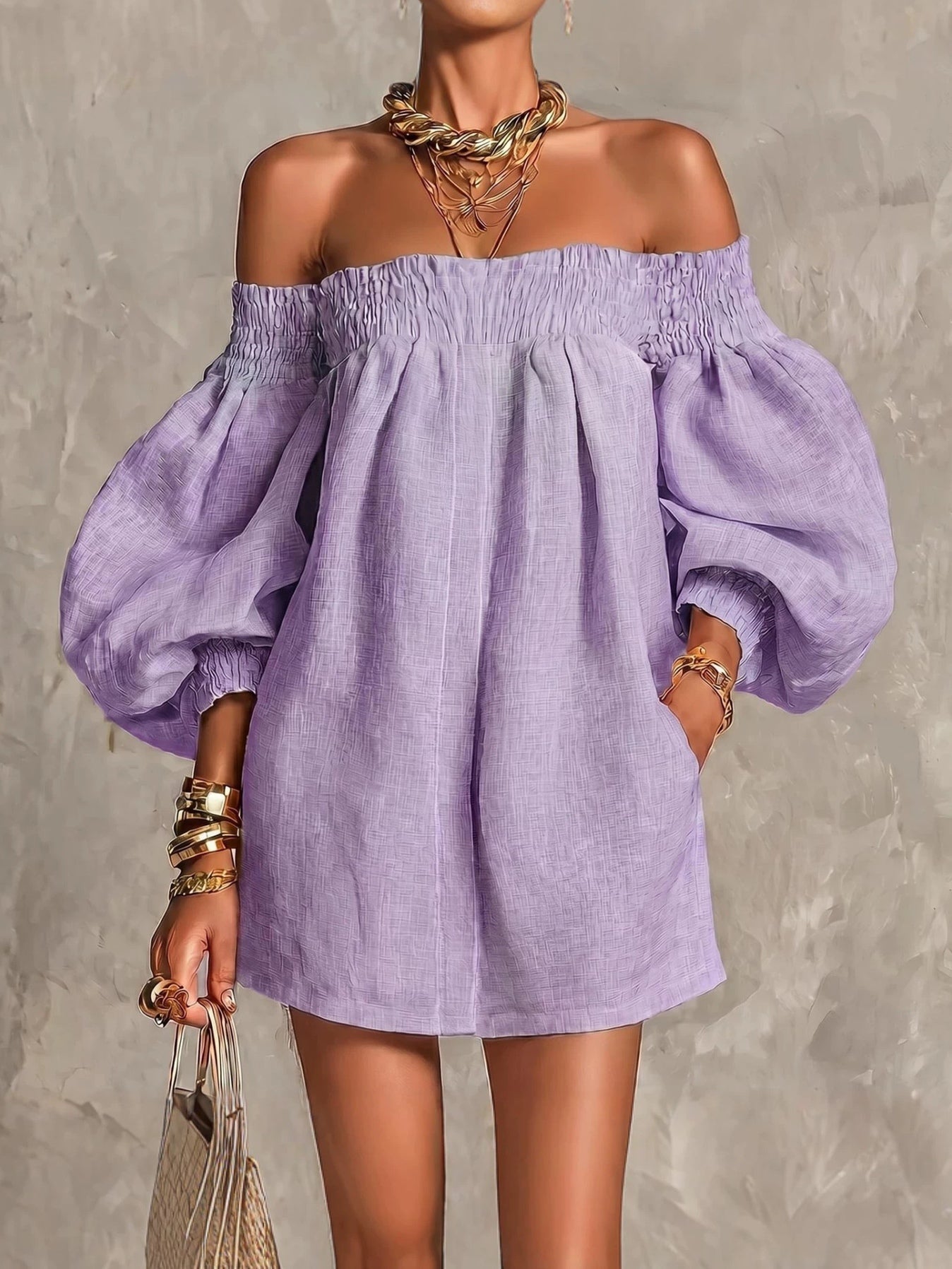 Rosaline | Off-Shoulder Puff-Sleeve Mini Dress
