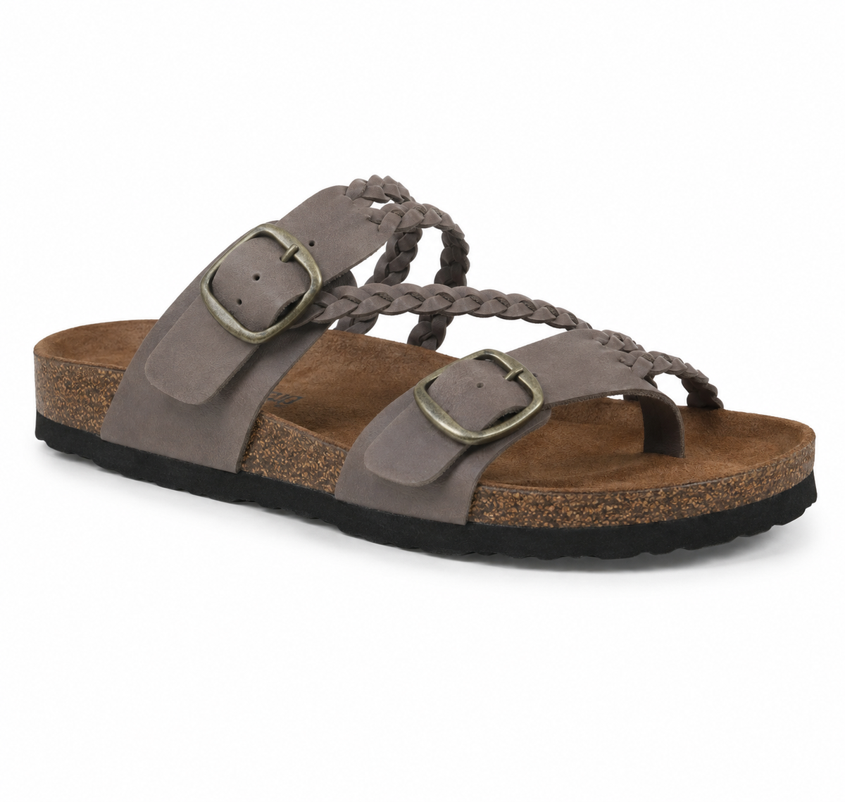 Hayleigh Braided Cork Sandals – Double Buckles