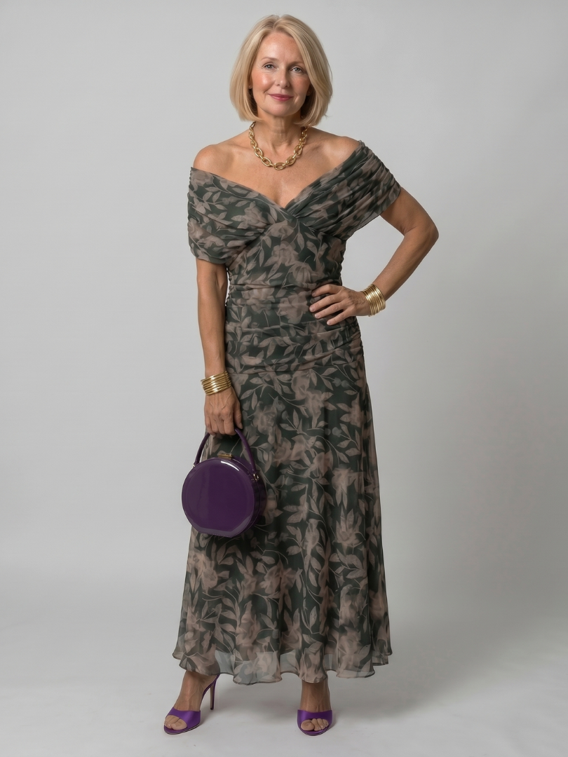 Ellis & Johnson™  | Off Shoulder Flow Midi Dress