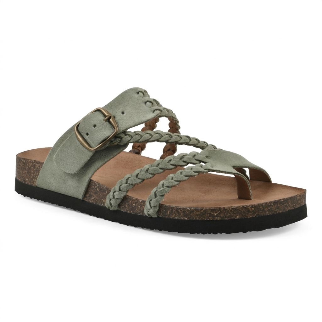 Hayleigh Braided Cork Sandals - Single Buckle