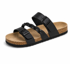 Caiden - Double-Buckle Braided Leather Cork Sandals