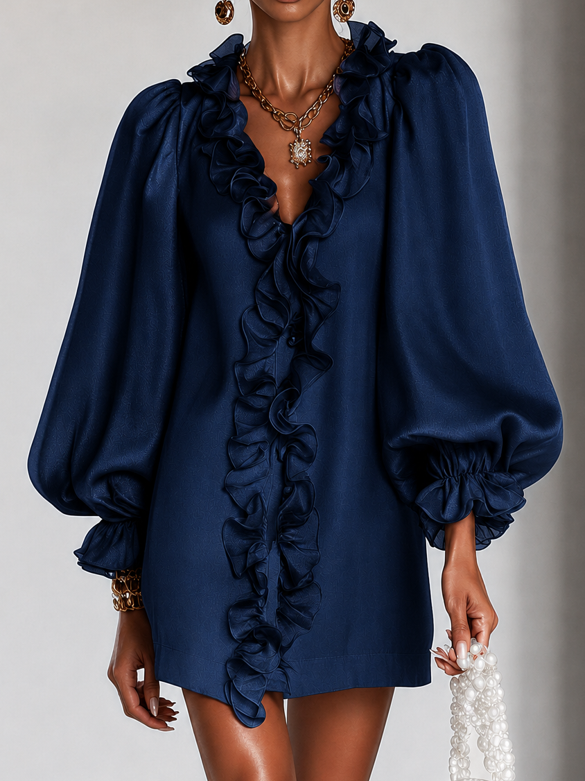 Antoinette | Ruffled Puff-Sleeve Mini Dress