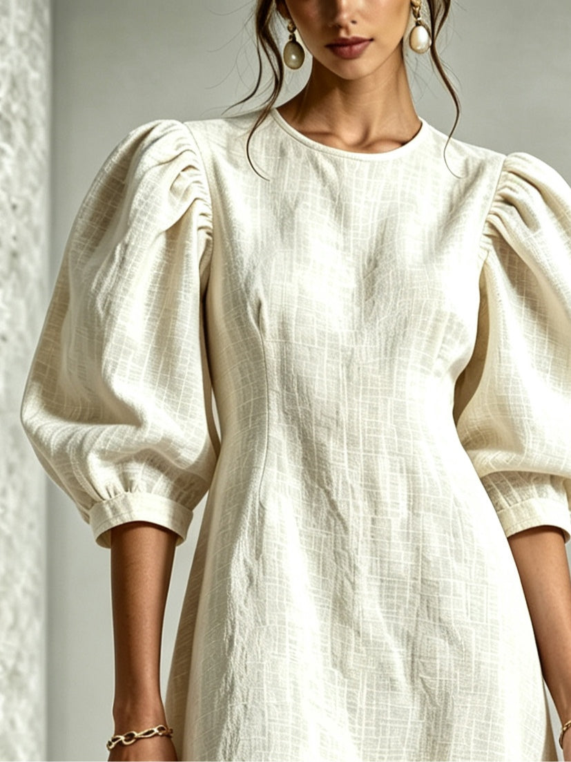 Blanche | Floral-Hem Puff-Sleeve Mini Dress