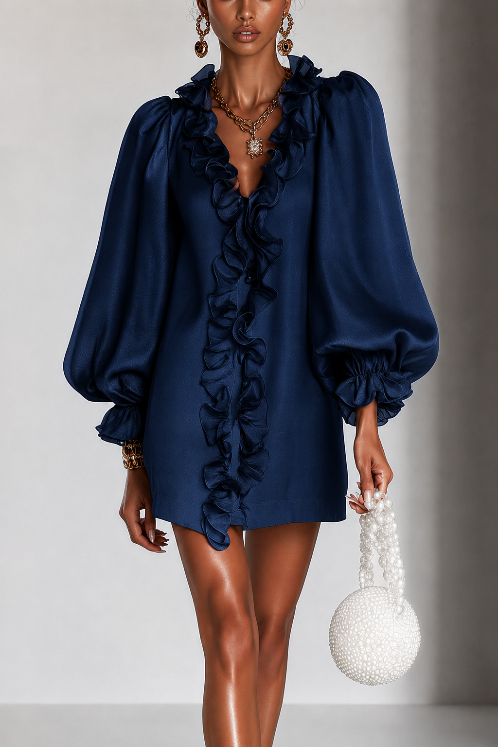 Antoinette | Ruffled Puff-Sleeve Mini Dress