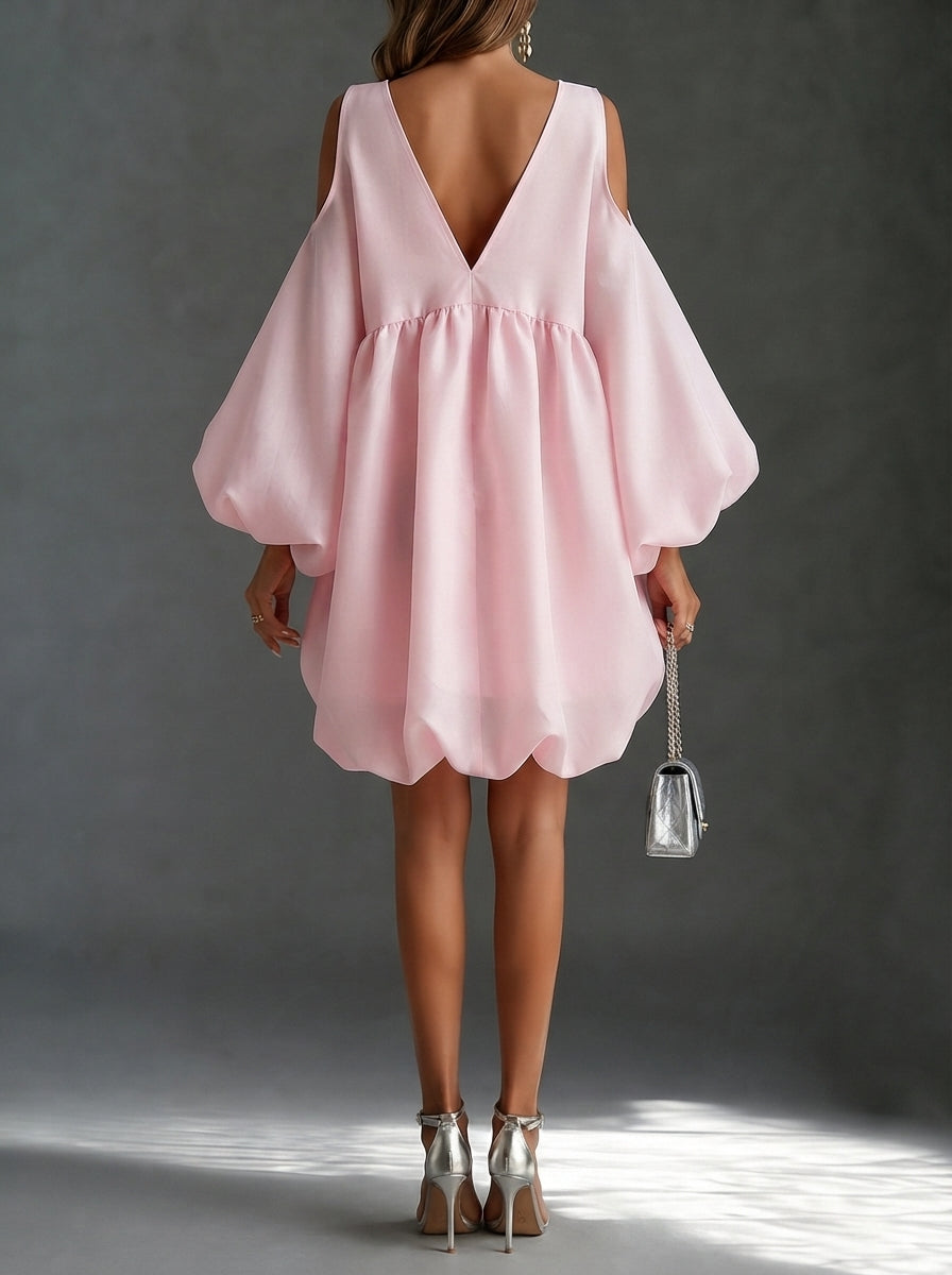 Lynette | Cold-Shoulder Balloon-Sleeve Mini Dress