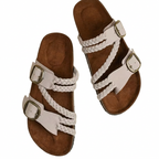 Hayleigh Braided Cork Sandals – Double Buckles