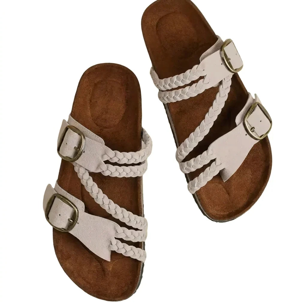 Hayleigh Braided Cork Sandals - Single Buckle