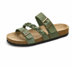 Caiden - Double-Buckle Braided Leather Cork Sandals