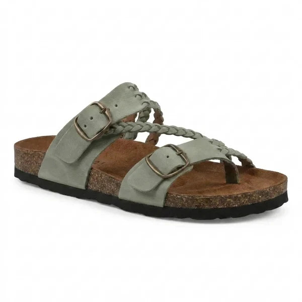 Hayleigh Braided Cork Sandals - Single Buckle