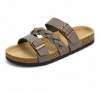 Caiden - Double-Buckle Braided Leather Cork Sandals