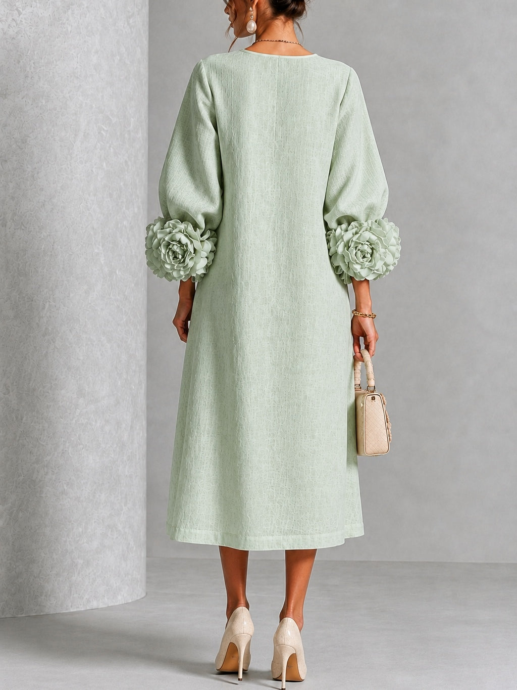Sienna | Floral-Cuff Midi Dress