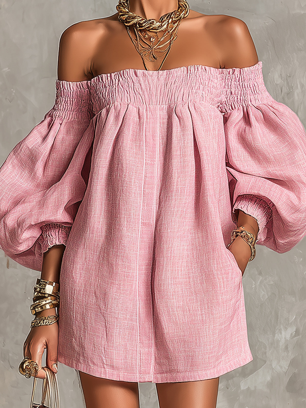 Rosaline | Off-Shoulder Puff-Sleeve Mini Dress