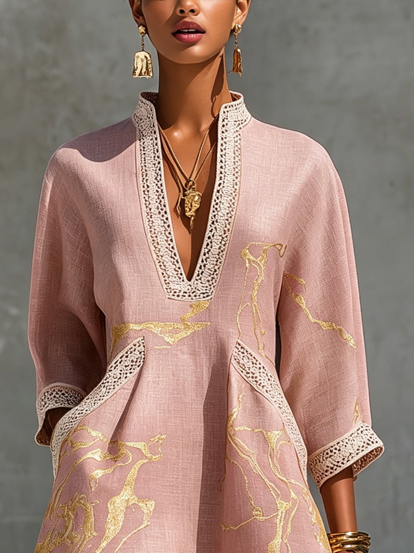 Odette | Lace-Trimmed V-Neck Mini Dress