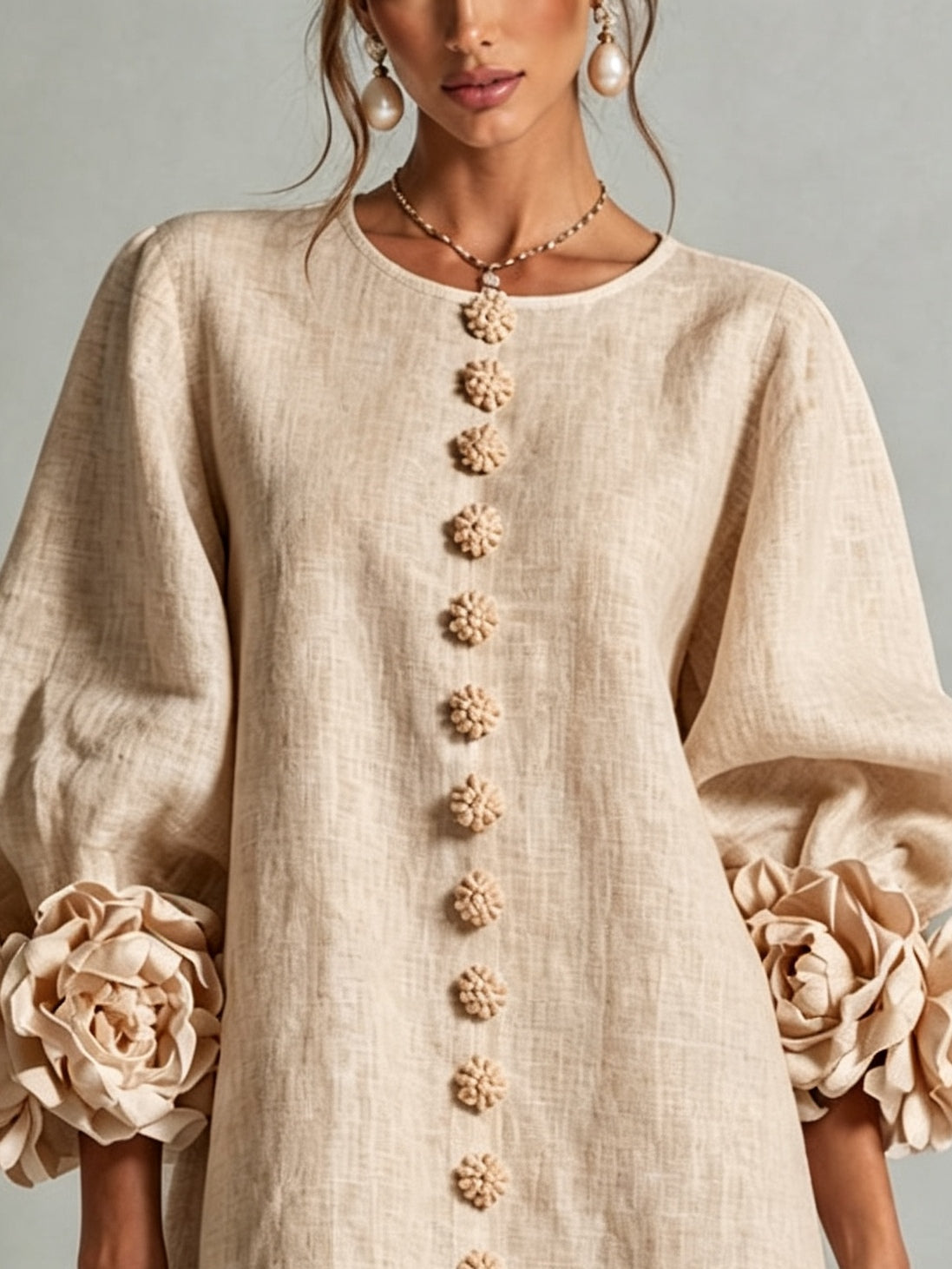 Rosina | Blossom-Cuff Button Mini Dress
