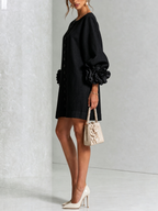 Aurora | Floral-Cuff Button Mini Dress