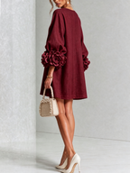 Camellia | Rosette-Cuff Mini Dress
