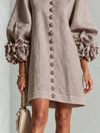 Sadie | Floral-Cuff Button Mini Dress
