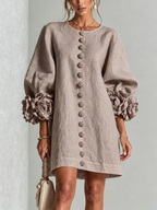 Sadie | Floral-Cuff Button Mini Dress
