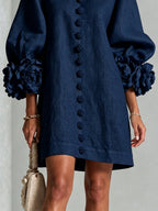Amelia | Rosette-Cuff Mini Dress