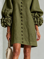 Francesca | Floral-Detail Button Mini Dress