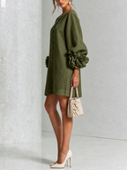 Francesca | Floral-Detail Button Mini Dress