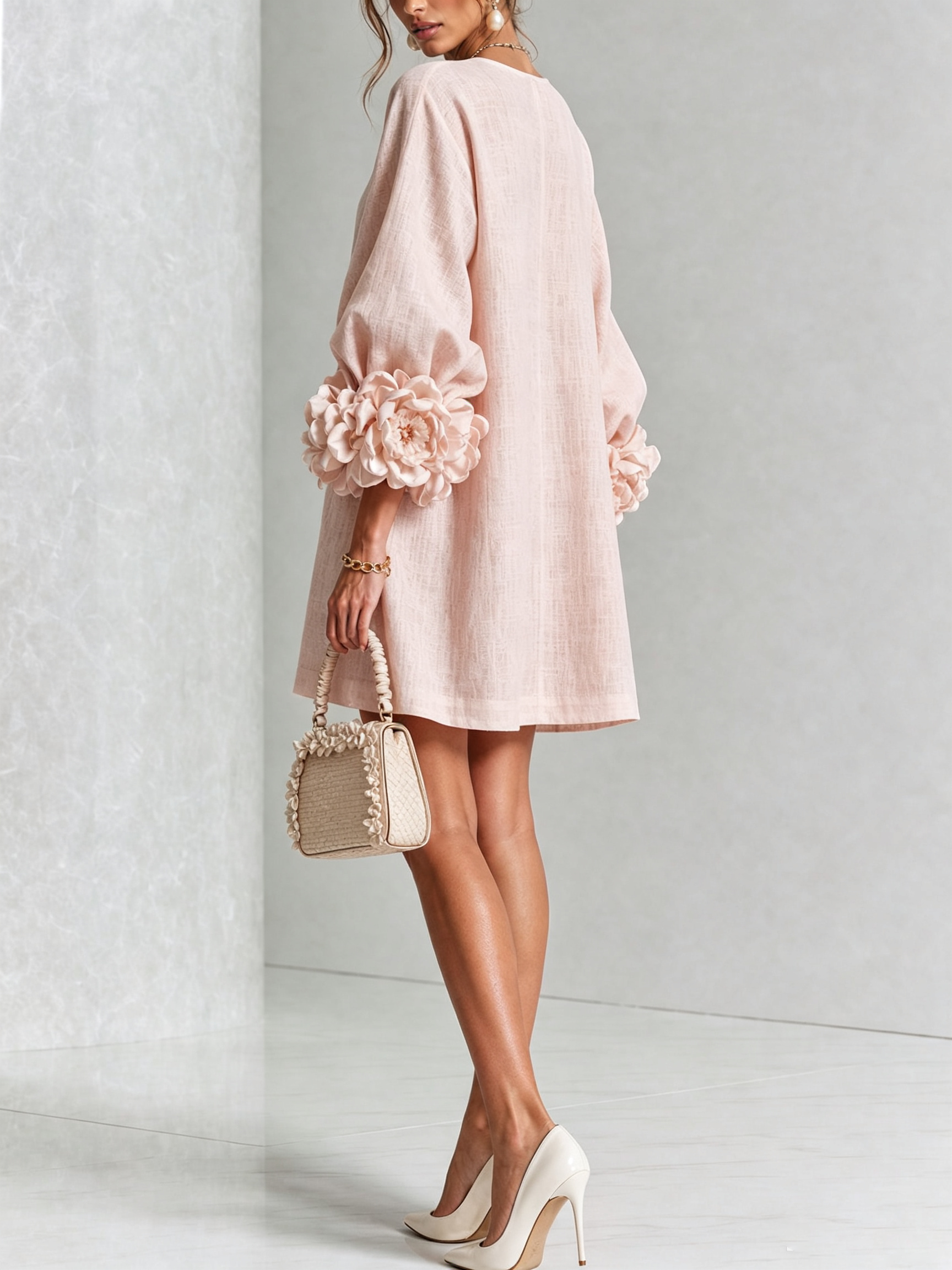 Floral Mini Dress with Eye-Catching Floral Cuffs