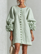 Floral Mini Dress with Eye-Catching Floral Cuffs