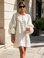 Floral Mini Dress with Eye-Catching Floral Cuffs