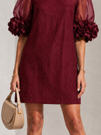 Philippa | Floral-Cuff Puff-Sleeve Mini Dress