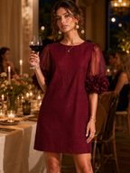 Philippa | Floral-Cuff Puff-Sleeve Mini Dress