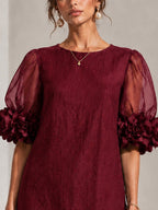 Philippa | Floral-Cuff Puff-Sleeve Mini Dress