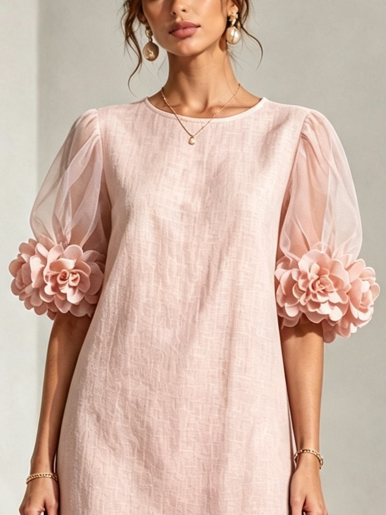 Penelope | Floral-Cuff Puff-Sleeve Mini Dress