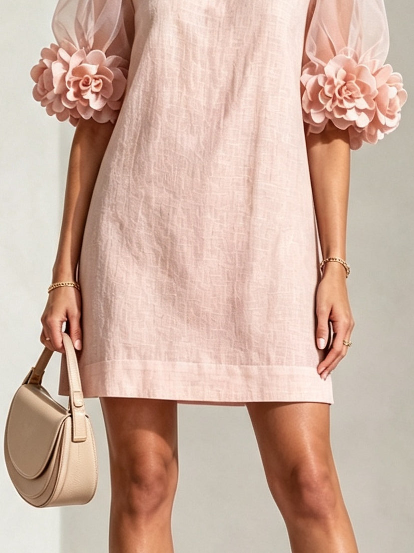Penelope | Floral-Cuff Puff-Sleeve Mini Dress