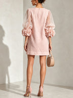 Penelope | Floral-Cuff Puff-Sleeve Mini Dress