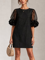 Persephone | Floral-Cuff Puff-Sleeve Mini Dress