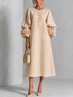 Rosanne | Rosette-Cuff Midi Dress