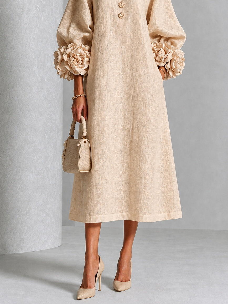 Rosanne | Rosette-Cuff Midi Dress