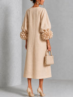 Rosanne | Rosette-Cuff Midi Dress
