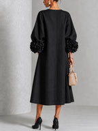 Adriana | Floral-Cuff Midi Dress