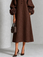 Beverly | Rosette-Cuff Midi Dress