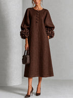 Beverly | Rosette-Cuff Midi Dress