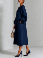 Danica | Floral-Cuff Midi Dress