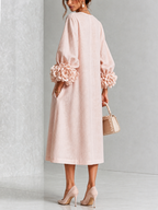 Rosetta | Floral-Cuff Buttoned Midi Dress