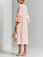 Rosetta | Floral-Cuff Buttoned Midi Dress