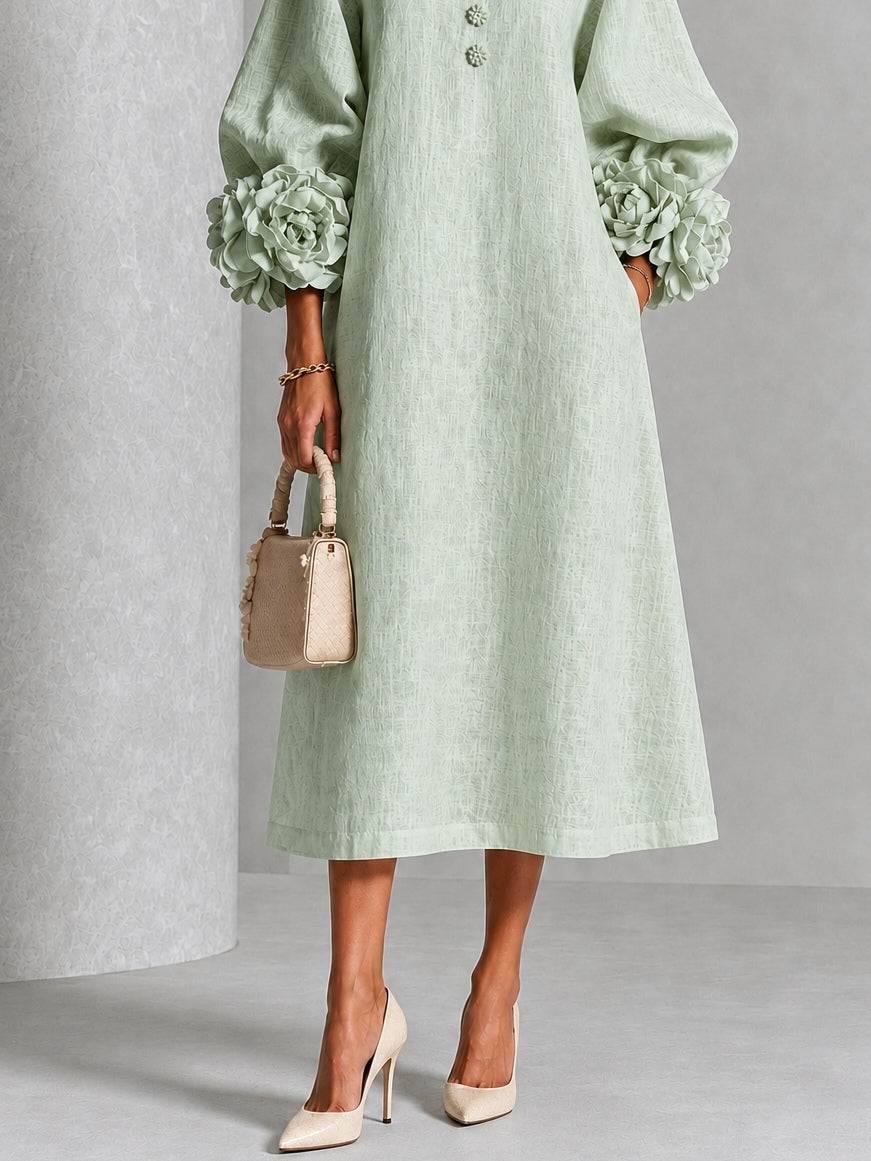Sienna | Floral-Cuff Midi Dress